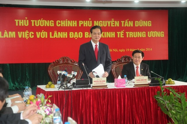 Thủ tướng Nguyễn Tấn Dũng làm việc với Ban Kinh tế Trung ương. 