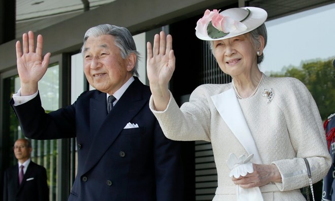 Nhà vua Nhật Bản Akihito và Hoàng hậu. (Nguồn: EPA)