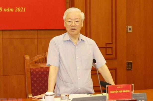 Tổng Bí thư Nguyễn Phú Trọng chủ trì cuộc họp của Ban Chỉ đạo T.Ư về PCTN (Ảnh TTXVN)