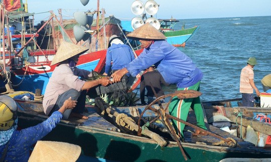 Tàu cá của ngư dân Cửa Việt về bến. Ảnh: Người lao động