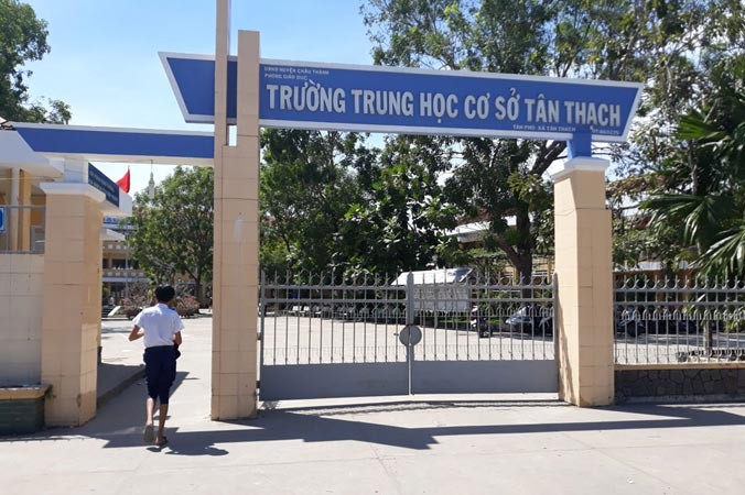 Trường THCS Tân Thạch, huyện Châu Thành, tỉnh Bến Tre nơi xảy ra vụ việc học sinh xúc phạm giáo viên.