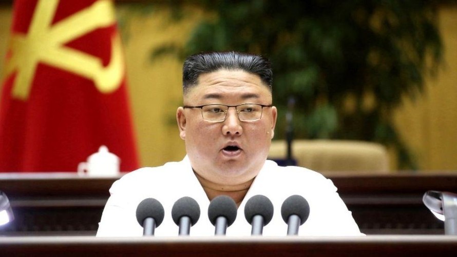 Ông Kim Jong-un trong một cuộc họp của Đảng Lao động Triều Tiên. Ảnh: EPA.