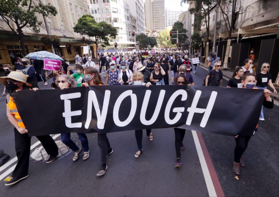 Người dân Úc biểu tình ở Sydney ngày 15/3. Ảnh: AP 