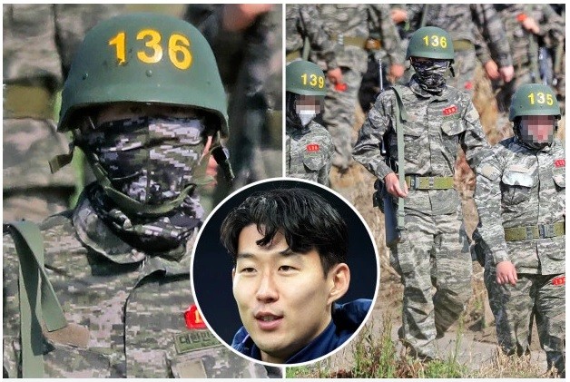 Ngôi sao Son Heung-min đeo súng, hành quân như lính chiến