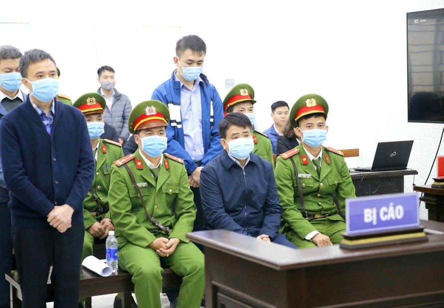 Tại phiên tòa xét xử cựu Chủ tịch UBND TP Hà Nội Nguyễn Ðức Chung và đồng phạm Ảnh: Doãn Tuấn 