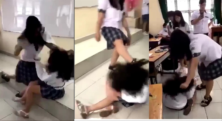 Hai nữ sinh Trường THPT Phan Đăng Lưu, TPHCM đánh nhau ngay trong lớp học, ngày 10/3 