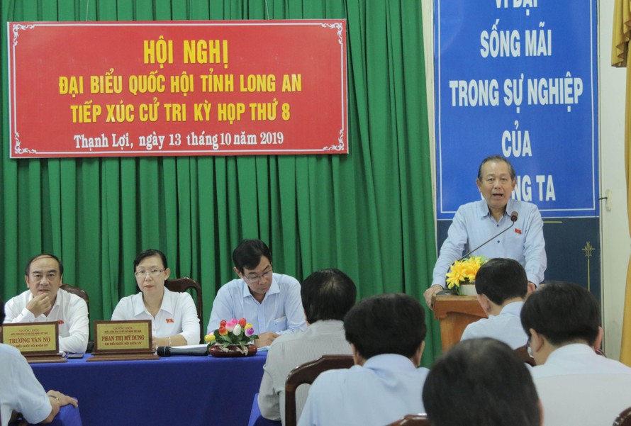 Phó Thủ tướng Thường trực Trương Hòa Bình phát biểu tại buổi tiếp xúc cử triẢnh: Vietnam+ 
