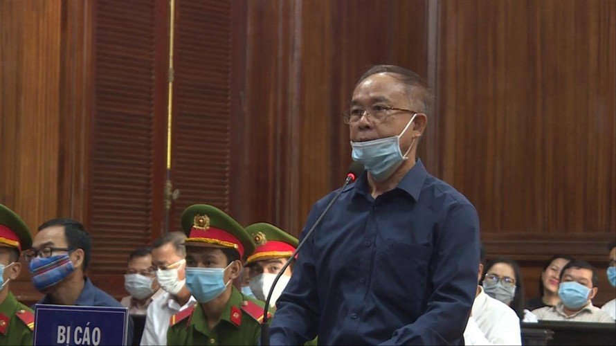 Cựu Phó Chủ tịch thường trực UBND TPHCM Nguyễn Thành Tài tại phiên tòa Ảnh: PV 
