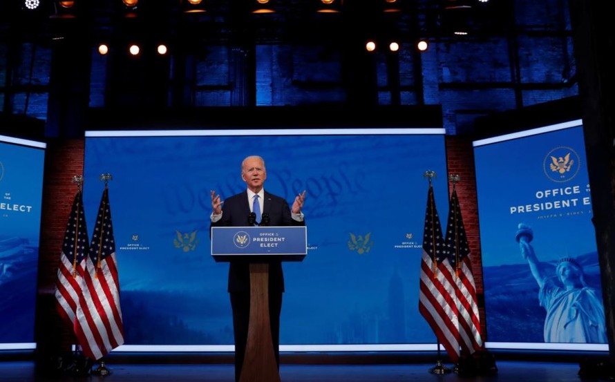 Ông Joe Biden có bài phát biểu được truyền hình, sau khi cử tri đoàn tuyên bố ông thắng cử 