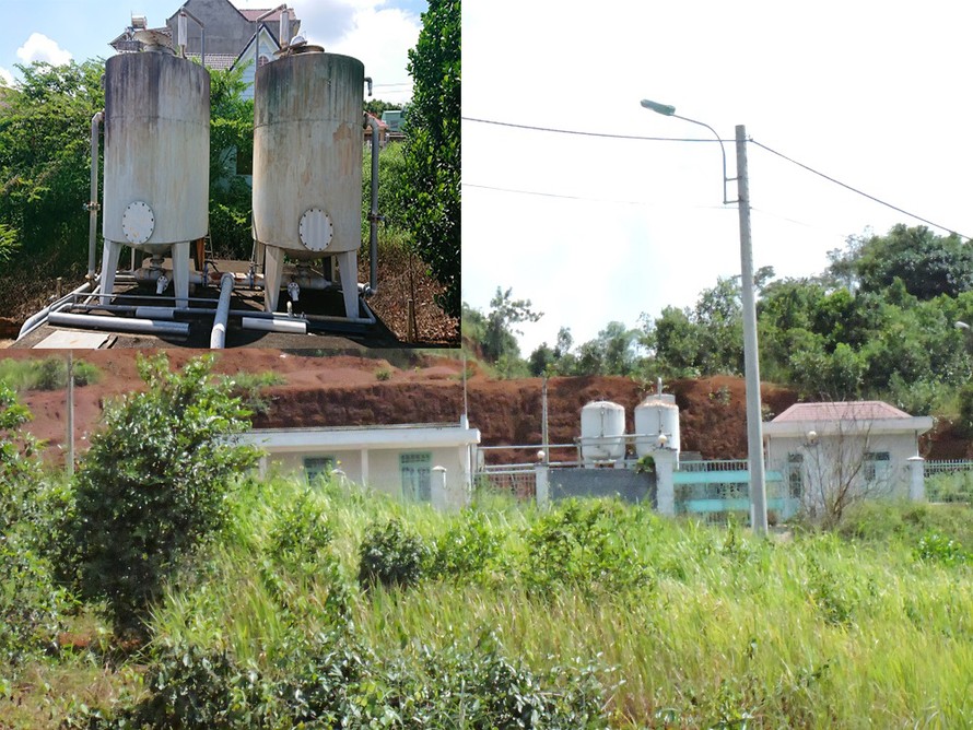 Hai công trình nước sạch bỏ hoang cạnh tượng đài Ntrang Lơng 