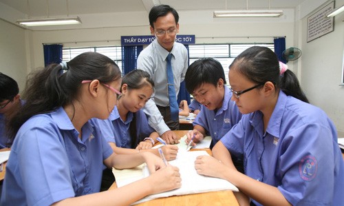 Học sinh lớp 9 Trường THCS Nguyễn Văn Luông, Q.6 (TP.HCM) - quận được đánh giá thực hiện tốt công tác phân luồng học sinh sau THCS - Ảnh: Đào Ngọc Thạch