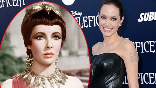 Angelina Jolie có thể sẽ nối tiếp Elizabeth Taylor (ảnh nhỏ) đảm nhận vai Cleopatra.
