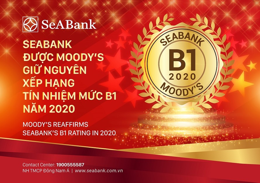 Seabank được Moody’s giữ nguyên xếp hạng tín nhiệm B1