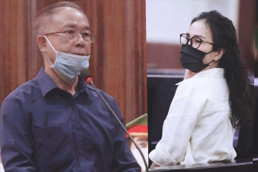 Ông Nguyễn Thành Tài và bà Lê Thị Thanh Thúy tại phiên tòa. Ảnh: Tân Châu