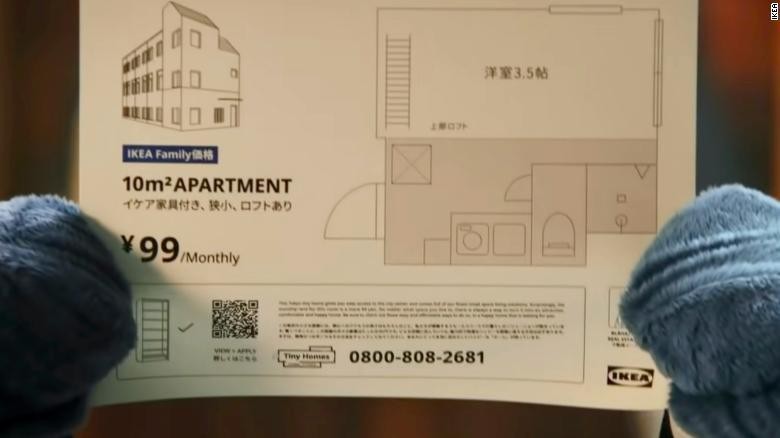 Bản thiết kế căn hộ 10m2 với giá thuê 1 USD/ tháng ở Tokyo.