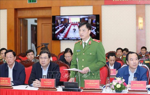Thiếu tướng Nguyễn Duy Ngọc - Thứ trưởng Bộ Công an phát biểu tại hội thảo. 