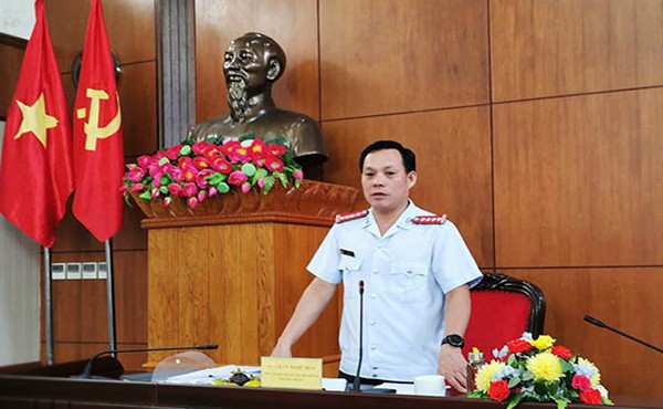 Phó Chánh Thanh tra Bộ Nội vụ Trần Ngọc Huy phát biểu tại buổi công bố Quyết định thanh tra tại UBND tỉnh Đắk Nông. Ảnh BNV