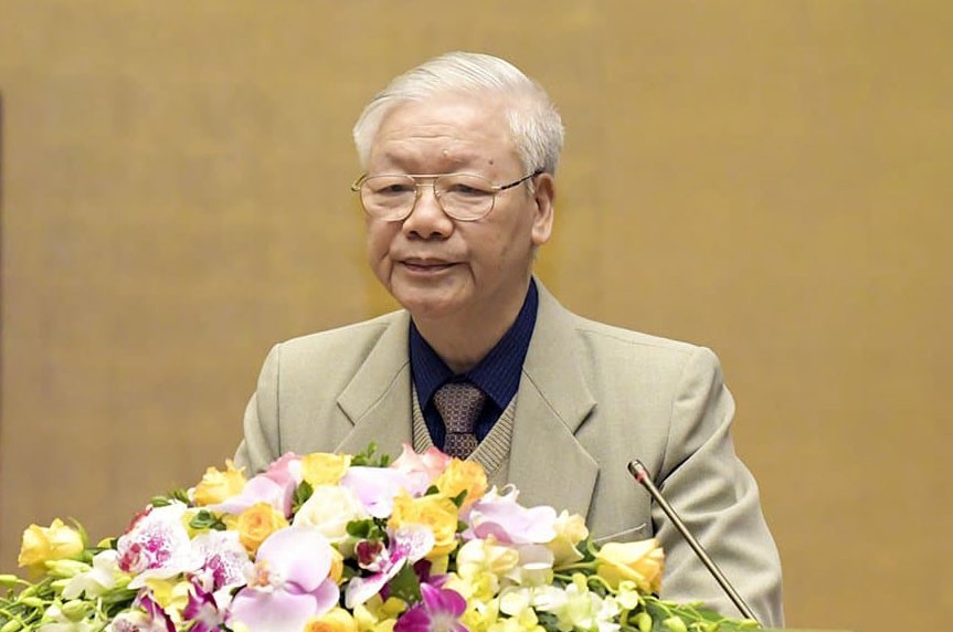 Tổng Bí thư, Chủ tịch nước Nguyễn Phú Trọng phát biểu tại hội nghị. Ảnh Quang Vinh