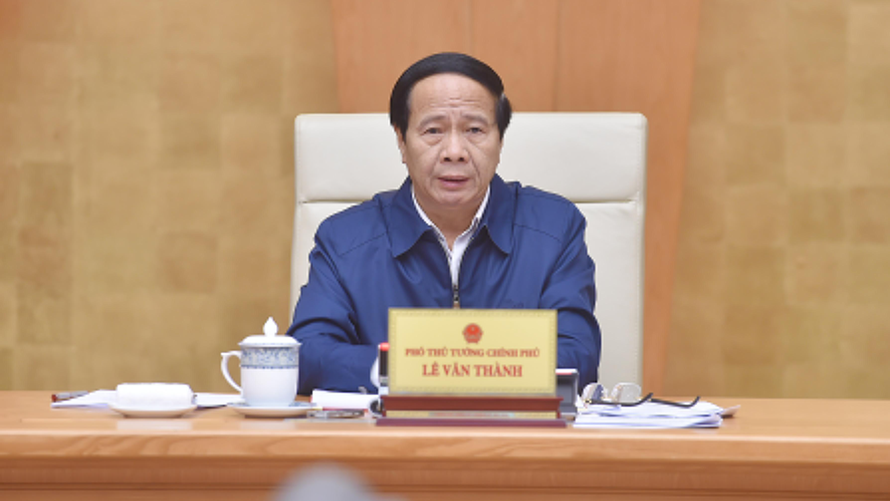 Phó Thủ tướng Lê Văn Thành chủ trì hội nghị trực tuyến về tình hình triển khai thực hiện công tác giải phóng mặt bằng và đầu tư xây dựng Dự án cảng hàng không quốc tế Long Thành. Ảnh: VGP