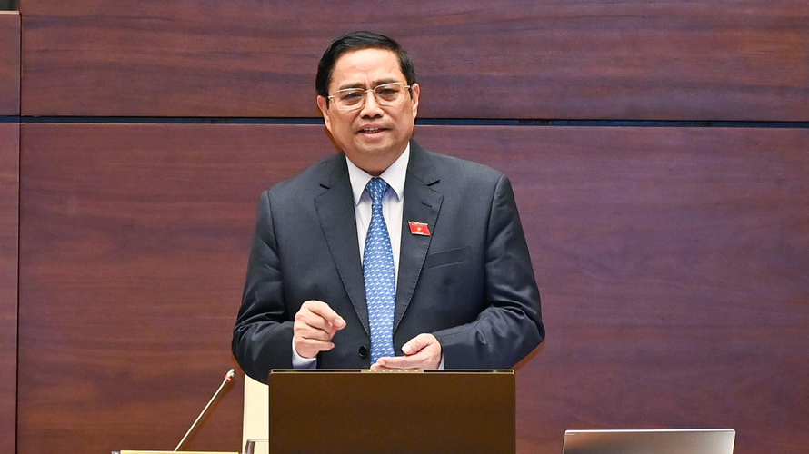 Thủ tướng Chính phủ Phạm Minh Chính tại phiên chất vấn ở Quốc hội ngày 12/11. Ảnh Như Ý