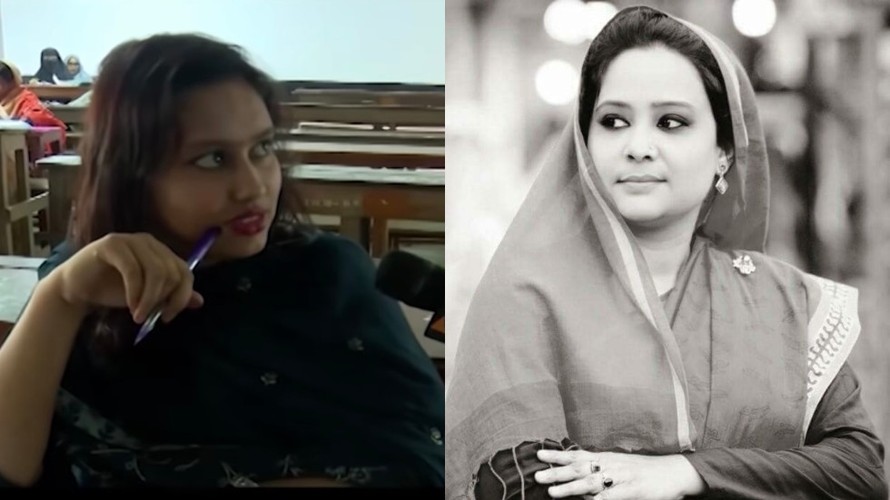 Bà Tamanna Nusrat (phải) và nữ sinh học hộ (trái). Ảnh: Nagorik TV
