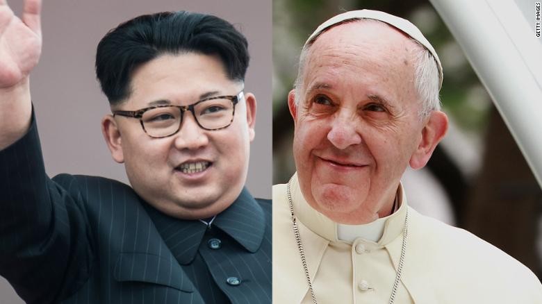 Chủ tịch Kim Jong-un và Giáo hoàng Francis. 