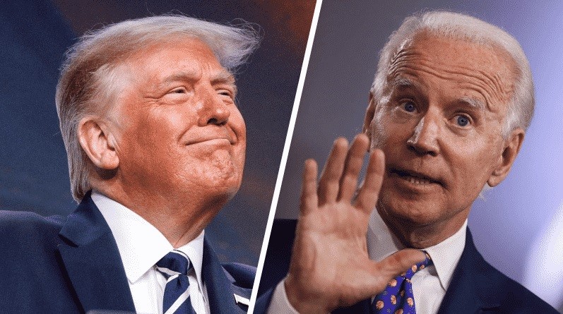 Tổng thống Trump (trái) và đối thủ Joe Biden (phải). Ảnh: IJR