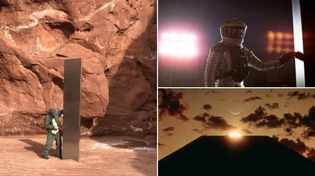 Khối kim loại (bên trái) giống với hình ảnh trong nhiều bộ phim viễn tưởng. 