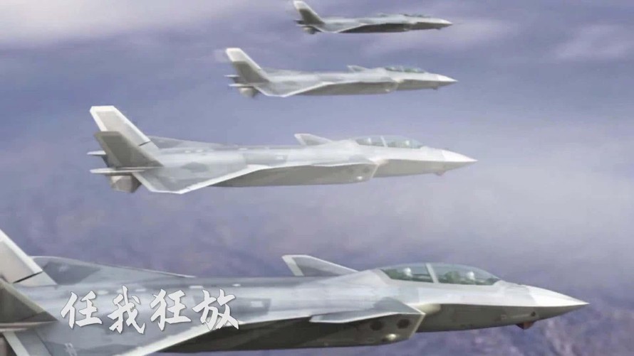 Hình ảnh mô phỏng tiêm kích J-20 hai chỗ ngồi trong một đoạn video được công bố hồi tháng 1. Ảnh: Hoàn cầu Thời báo