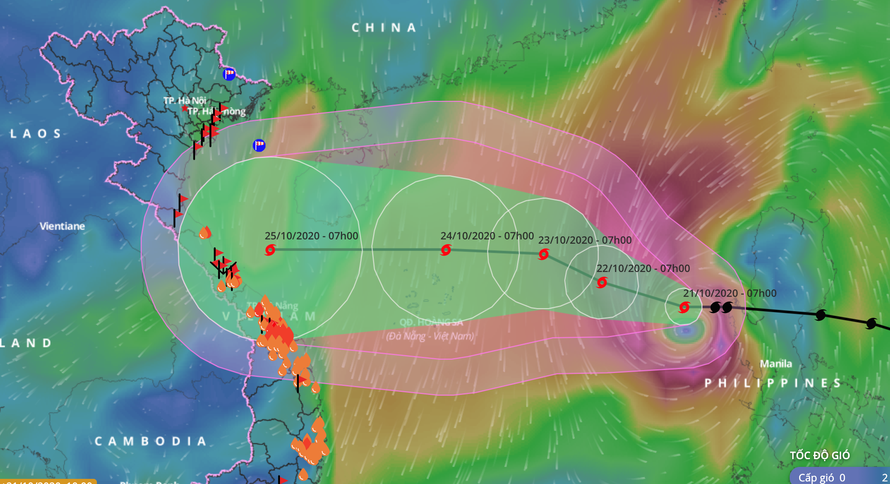 Theo dự báo, bão số 8 sẽ hướng vào các tỉnh miền Trung trong 3-4 ngày tới