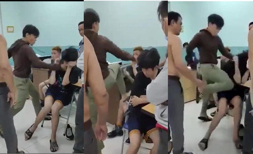 Hình anh hai thiếu niên bị đánh ở Trường THCS Nguyễn Văn Tố, quận 10 làn truyền trên mạng xã hội