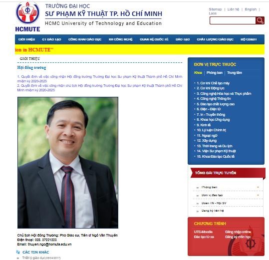 Chủ tịch Hội đồng Trường ĐH Sư phạm Kỹ thuật TPHCM từ chức (ảnh website)