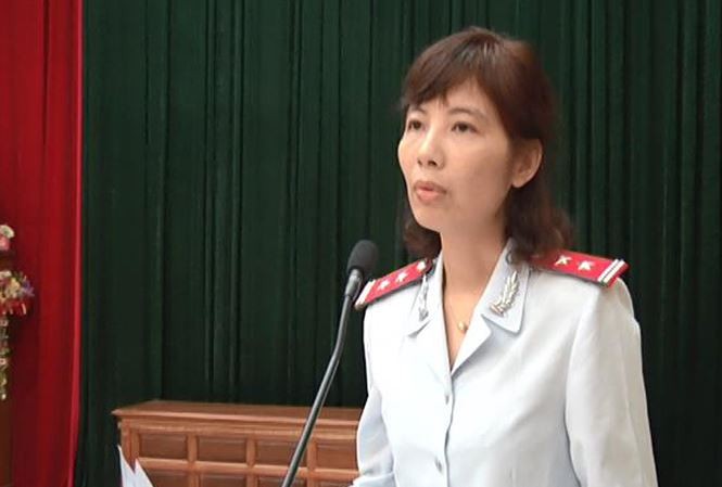 Bà Nguyễn Thị Kim Anh trong buổi công bố quyết định thanh tra ngày 10/4.