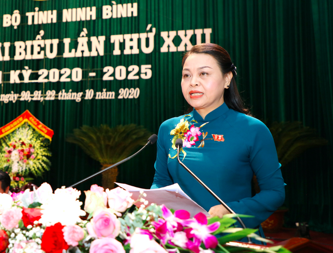 Bà Nguyễn Thị Thu Hà tiếp tục giữ chức Bí thư Tỉnh uỷ Ninh Bình khoá XXII, nhiệm kỳ 2020-2025 - Ảnh: Hoàng Long