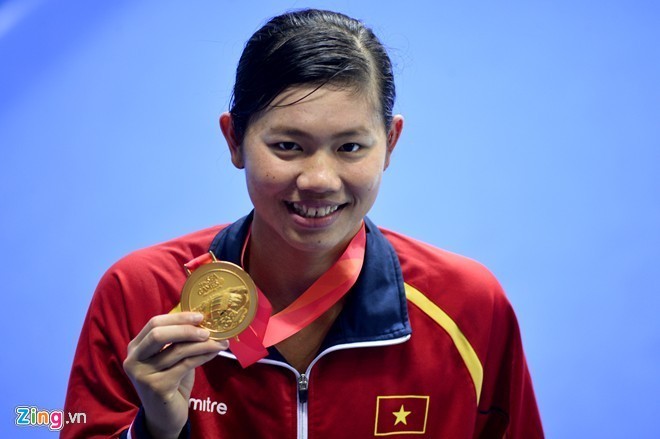 Sau 3 kỳ SEA Games, Ánh Viên đã giành được 11 HCV. Cô hứa hẹn sẽ thống trị làng bơi nữ ĐNA trong vài năm tới. Ảnh: Hoàng Hà.