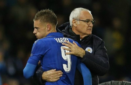 Vardy và Ranieri khi còn làm việc chung. Ảnh: Reuters.