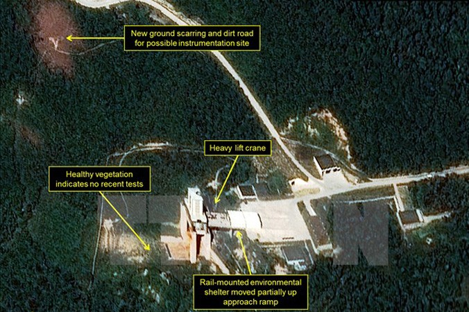 Bãi thử hạt nhân Punggye-ri của Triều Tiên. Nguồn: TPX/TTXVN.