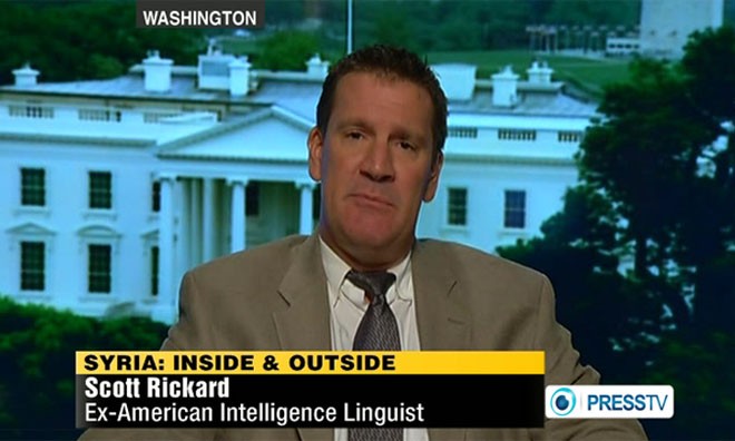 Cựu điệp viên Scott Rickard trên kênh truyền hình Press TV.