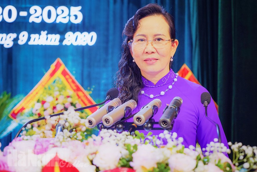 Bà Lê Thị Thủy, Ủy viên Trung ương Đảng, Bí thư Tỉnh ủy Hà Nam. Ảnh: Hà Nam 