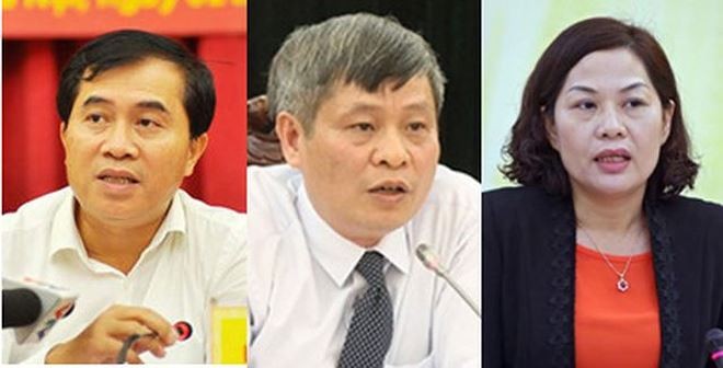 Từ trái sang, Thứ trưởng Bộ Xây dựng Lê Quang Hùng, Thứ trưởng Bộ KH-CN Phạm Công Tạc, Phó Thống đốc NHNN Nguyễn Thị Hồng được Thủ tướng tái bổ nhiệm.
