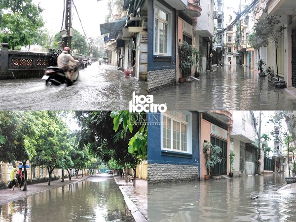 Mưa lớn tại Hà Nội: Ngập lụt nặng ở các con ngõ nhỏ