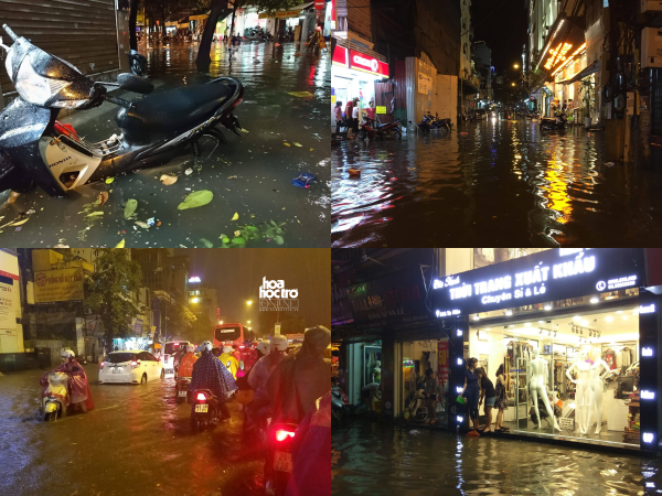 Hà Nội: Sau trận mưa như trút nước, người dân lại lội "bì bõm" giữa phố