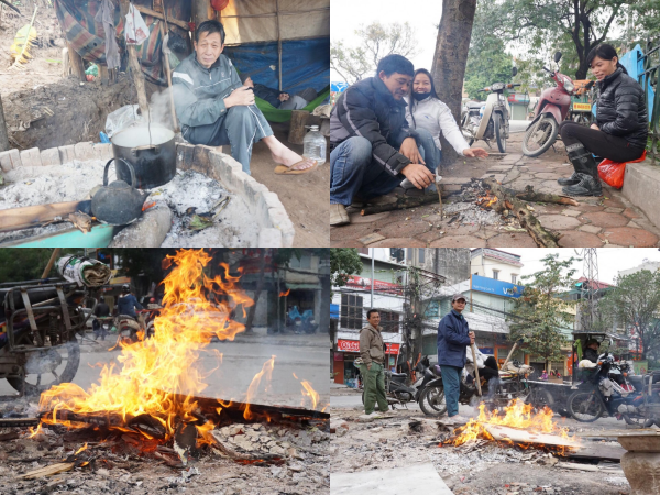 Những đốm lửa ngay trên phố Hà Nội ngày đông lạnh nhất từ đầu mùa