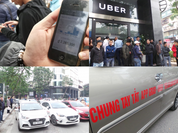 Hàng trăm tài xế Grab, Uber đồng loạt tắt app, đình công