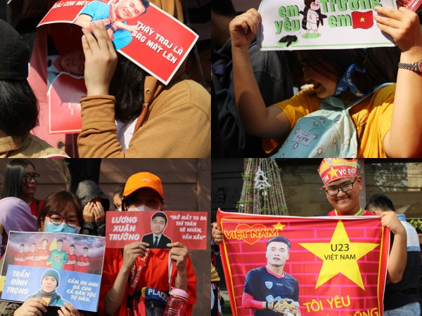 TPHCM: Fan nữ đổ ra phố, giăng băng rôn gọi các cầu thủ U23 Việt Nam là "chồng"