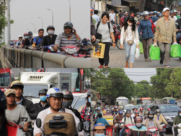 TP.HCM: Hàng nghìn phương tiện kẹt cứng quanh bến xe Miền Đông ngày giáp Tết