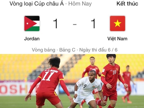 Asian Cup 2019: Đội tuyển Việt Nam giữ vững phong độ với tỉ số hòa 1-1