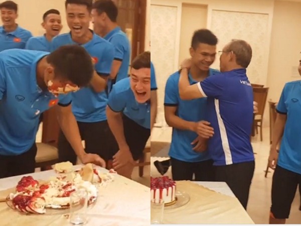 Đội tuyển Việt Nam mừng sinh nhật Xuân Mạnh, Trường Híp "chơi khăm" HLV Park