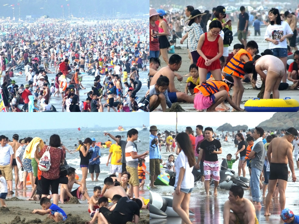 Thanh Hoá: "Biển người" chen chúc đổ về biển Sầm Sơn ngày nghỉ lễ