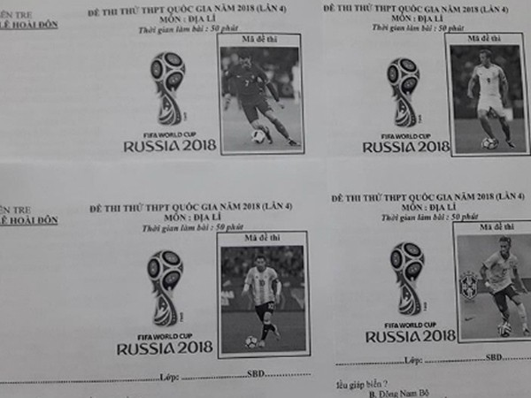 Mã đề thi thử không phải là số mà là... hình của những ngôi sao World Cup 2018